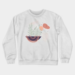 Abstract shapes lines and tropical leaves digital design Crewneck Sweatshirt